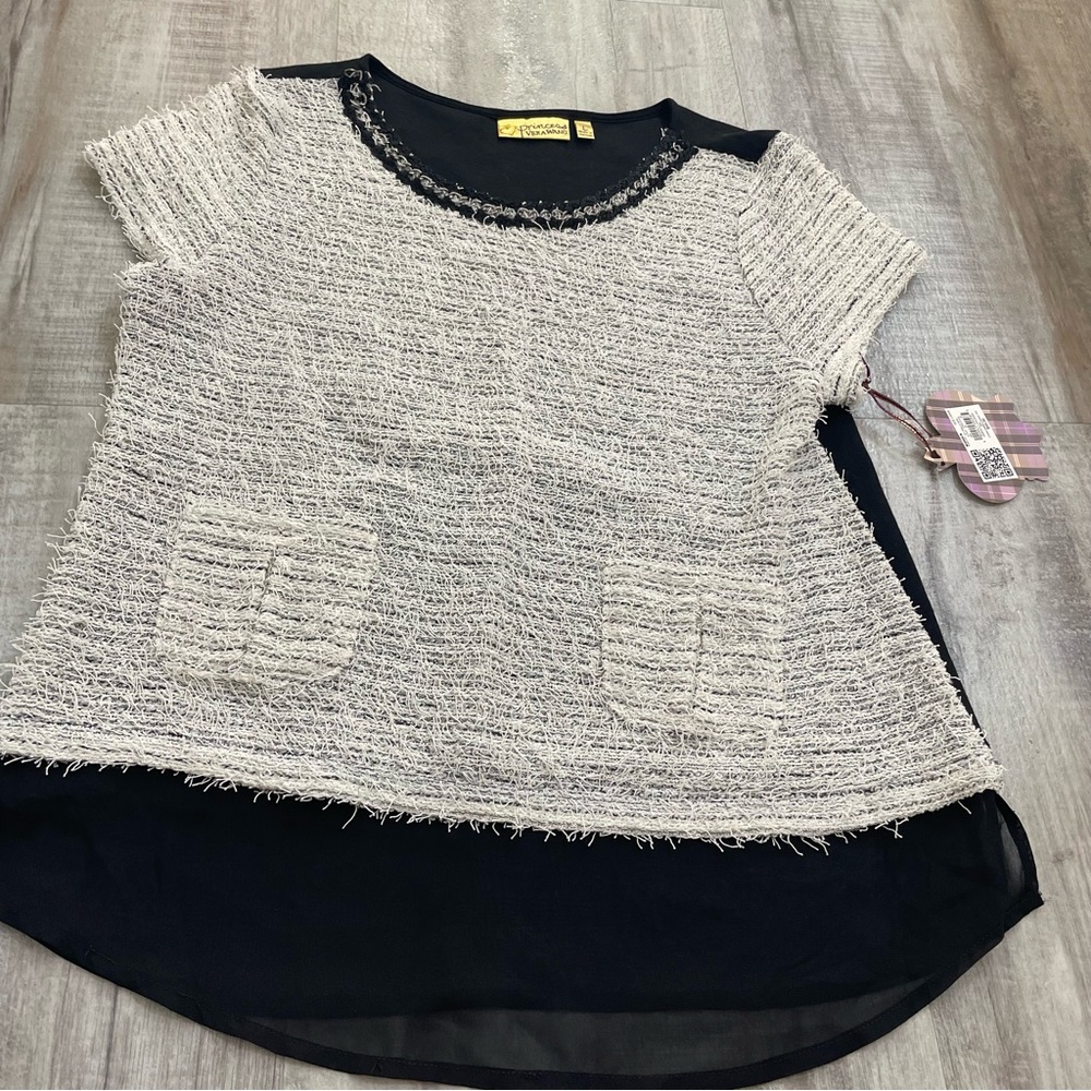 Vera Wang Princess Black Gray Top Size Large